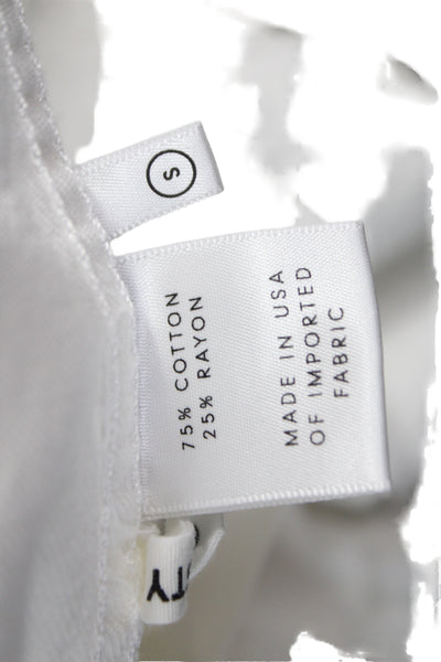 Grlfrnd Womens Cropped Collared Button Up White 90s Longsleeve Size S