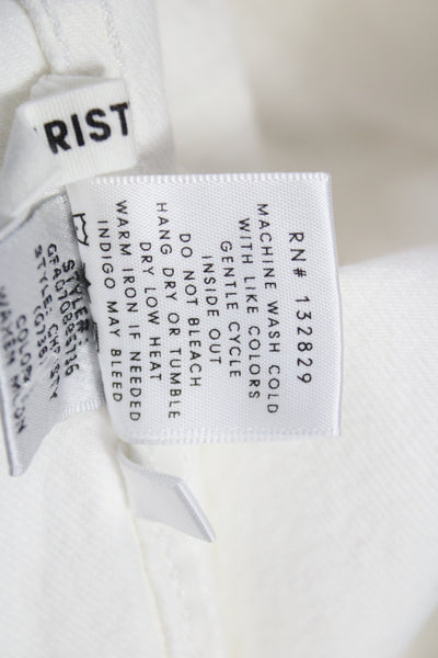 Grlfrnd Womens Cropped Collared Button Up White 90s Longsleeve Size S
