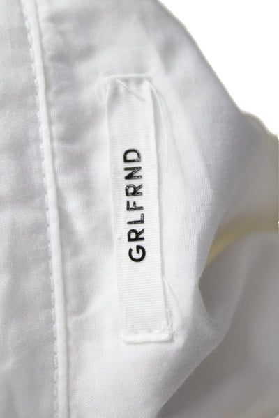 Grlfrnd Womens Cropped Collared Button Up White 90s Longsleeve Size S