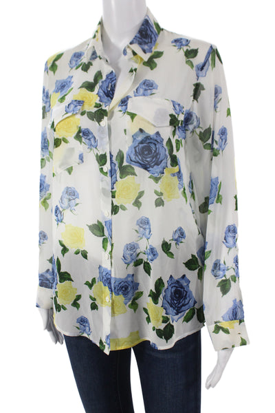 Sport The Kooples Womens White Floral Button Up Blouse Long Sleeve Size 1