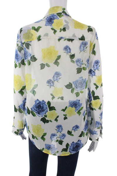 Sport The Kooples Womens White Floral Button Up Blouse Long Sleeve Size 1