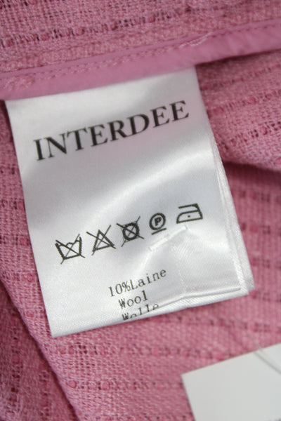 Interdee Womens Collared Button Pink Long Sleeve Jacket Classic Size M