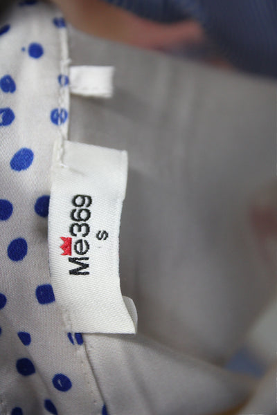 Me 369 Womens Collared Viscose Button-Up Top Blue Long Sleeve Size S