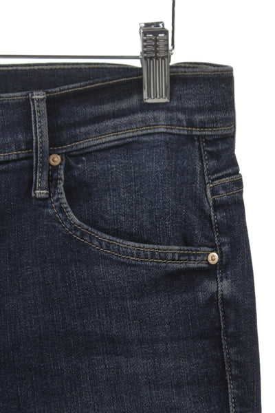 Mother Women Cropped Straight High Rise Dark Blue Heart Graphic Jeans Size 29
