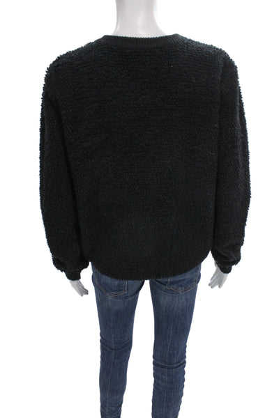Line & Dot Unisex Cardigan Black Button Crew Neck Long Sleeve Size M