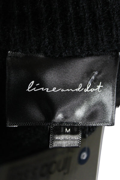 Line & Dot Unisex Cardigan Black Button Crew Neck Long Sleeve Size M