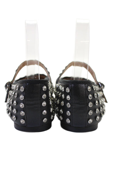 Steve Madden Womens Crystal Embellished Flats Mary Jane Shoes Black Size 6M