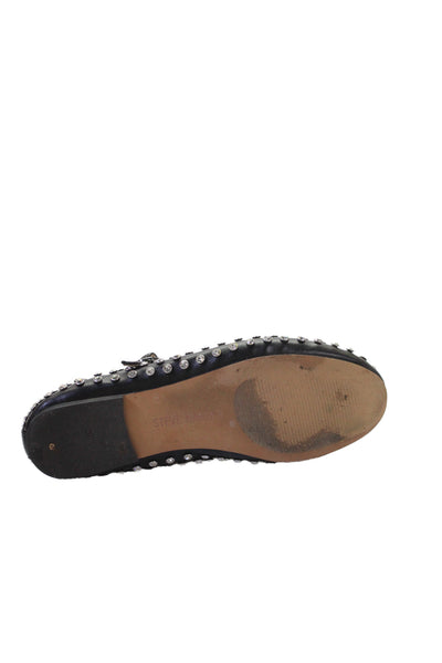 Steve Madden Womens Crystal Embellished Flats Mary Jane Shoes Black Size 6M