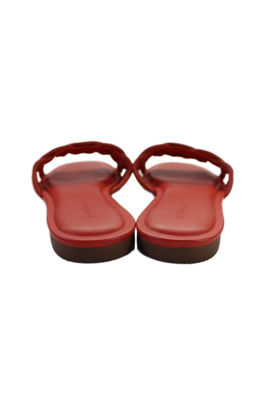 Nordstrom Womens Leather Slip On Flats Mules Shoes Red Size 6M