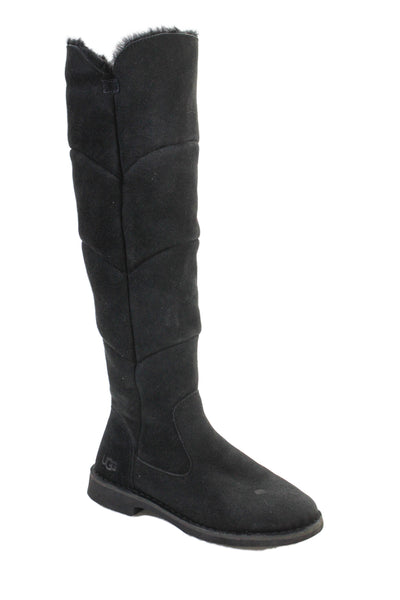 Ugg Womens Shearling Lined Suede Over Knee High Boots Shoes Black Size 8