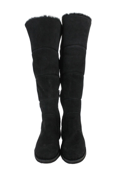 Ugg Womens Shearling Lined Suede Over Knee High Boots Shoes Black Size 8