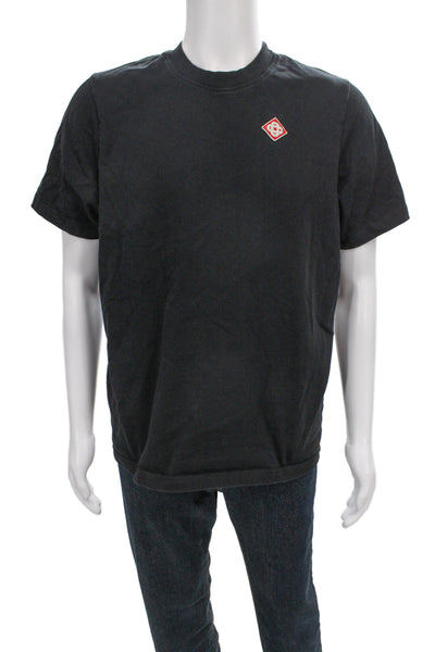 Casa Blanca Mens Black Organic Cotton Crewneck T-Shirt Designer Size M