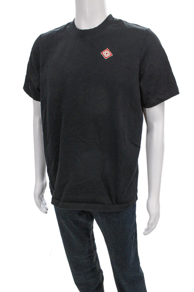 Casa Blanca Mens Black Organic Cotton Crewneck T-Shirt Designer Size M
