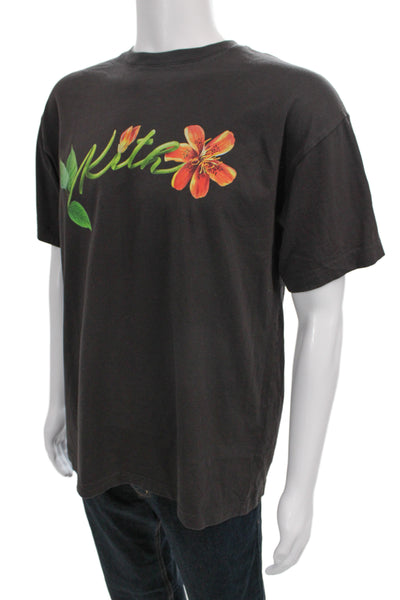 Kith Mens Black Floral Cotton Crew Neck Short Sleeve T-Shirt Size M