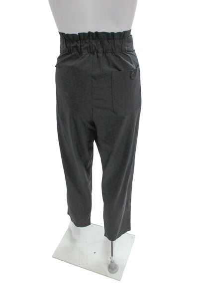 Athleta Women Paperbag Ankle Pants Black Button Polyester Spandex Size 14