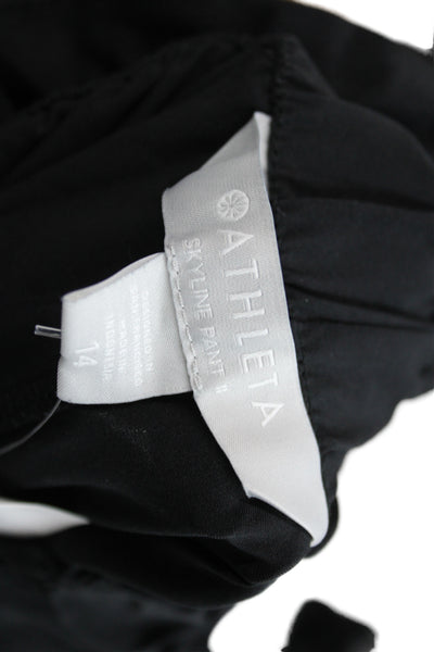 Athleta Women Paperbag Ankle Pants Black Button Polyester Spandex Size 14