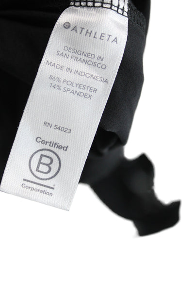 Athleta Women Paperbag Ankle Pants Black Button Polyester Spandex Size 14