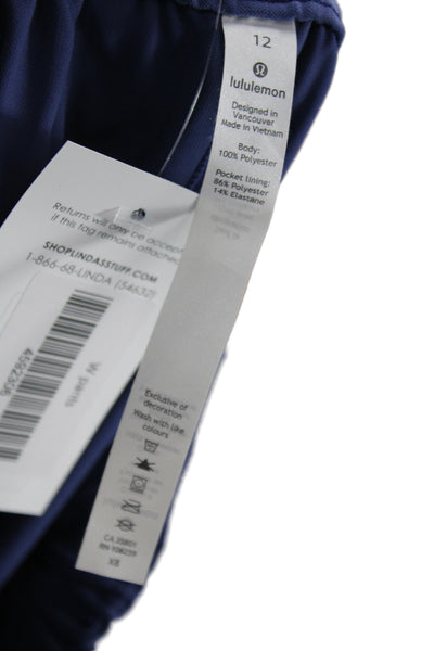 Lululemon Women Paperbag Dress Pants Blue Tie Waist Polyester Size 12