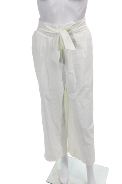 Aday Womens Cropped Paperbag Pants White Tie Waist Size L