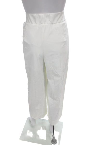 Aday Womens Cropped Paperbag Pants White Tie Waist Size L