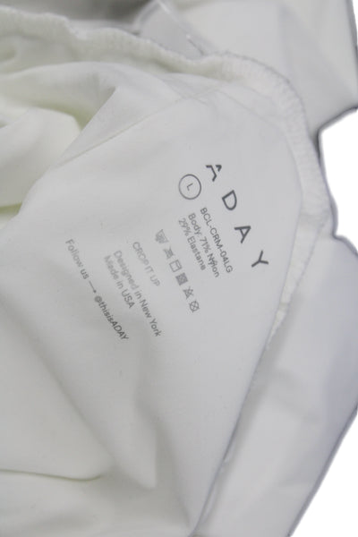 Aday Womens Cropped Paperbag Pants White Tie Waist Size L