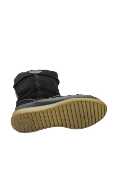 Tory Burch Womens Suede Pull On Mid-Calf Boots Black Size 8
