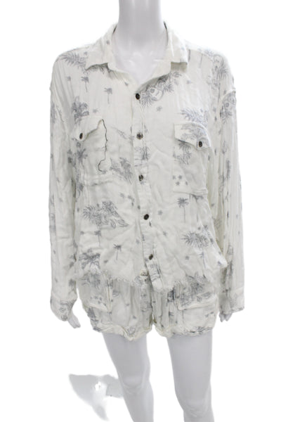 Vintage Havana Womens White Long Sleeve Romper Set Rayon Size S