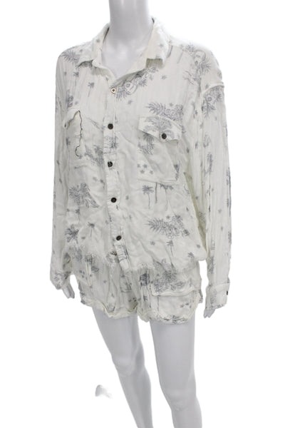 Vintage Havana Womens White Long Sleeve Romper Set Rayon Size S