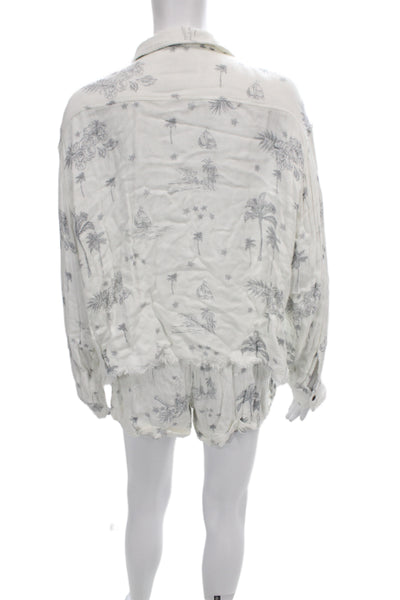 Vintage Havana Womens White Long Sleeve Romper Set Rayon Size S