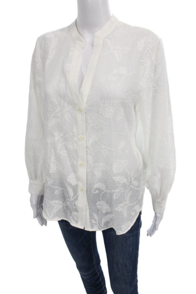 Zara Womens White Floral Long Sleeve Button Up Blouse Size XS