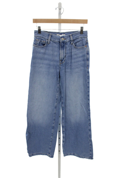 Zara Unisex Light Blue Wide-Leg Jeans High Rise Button Closure 30 Inseam Size 2