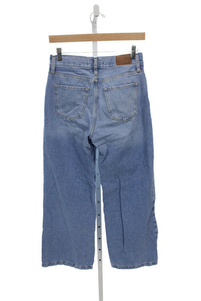 Zara Unisex Light Blue Wide-Leg Jeans High Rise Button Closure 30 Inseam Size 2