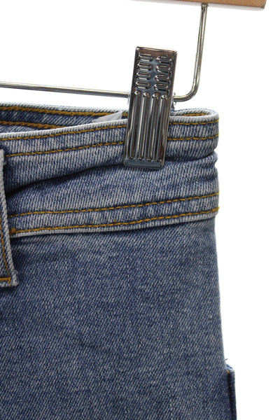 Zara Womens Cropped Wide Leg High Rise Blue Jeans Size 4