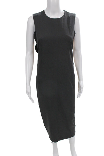Hyacinth House Women Sheath Dress Black Sleeveless Round Neck Button Size XS