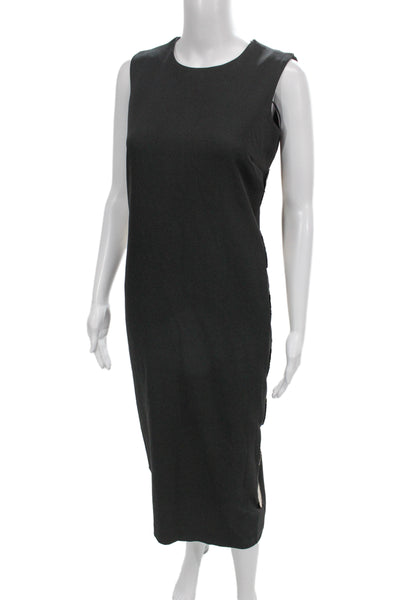 Hyacinth House Women Sheath Dress Black Sleeveless Round Neck Button Size XS