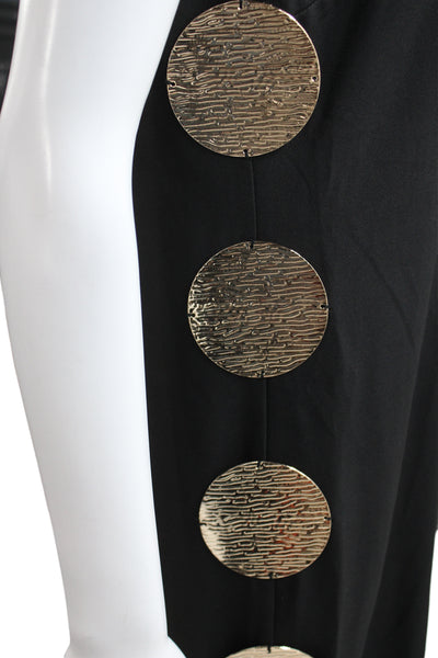 Hyacinth House Women Sheath Dress Black Sleeveless Round Neck Button Size XS