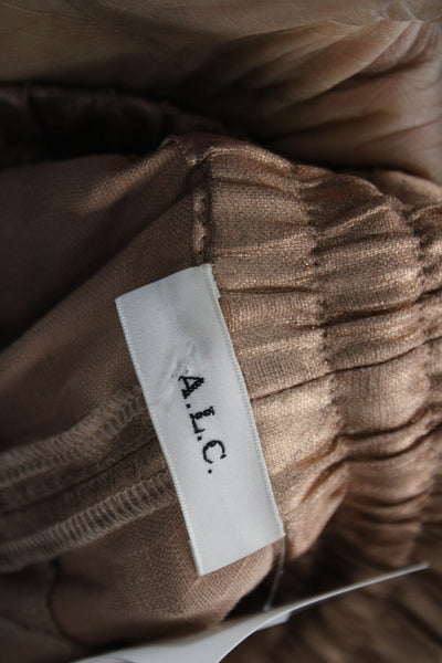 A.L.C. Womens Jogger Windbreaker Pants Brown Foil Cotton Drawstring Size M