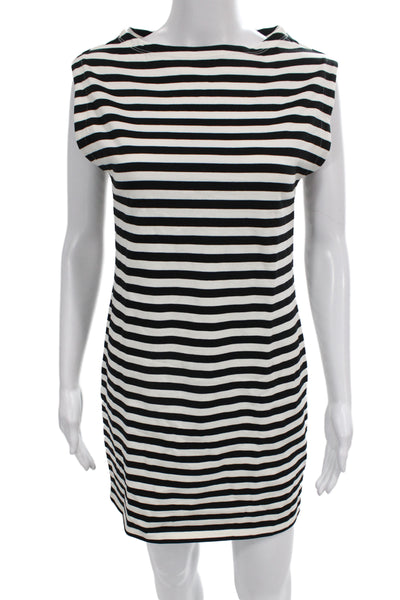 J Crew Women Shift T-Shirt Dress Black Striped Cotton Crew Neck Mini Size 2XS