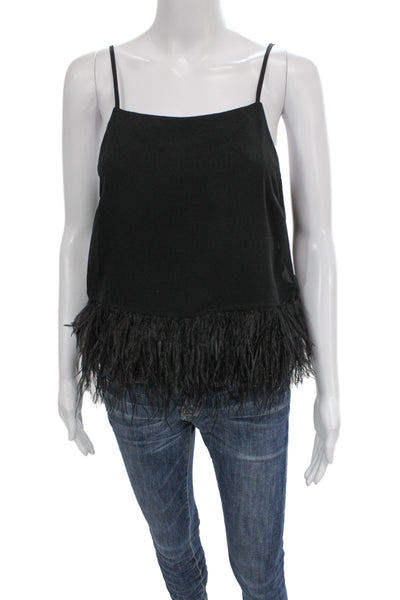 Line + Dot Womens Bohemian Black Sleeveless Camisole Square Neck Size M