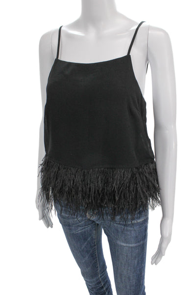 Line + Dot Womens Bohemian Black Sleeveless Camisole Square Neck Size M