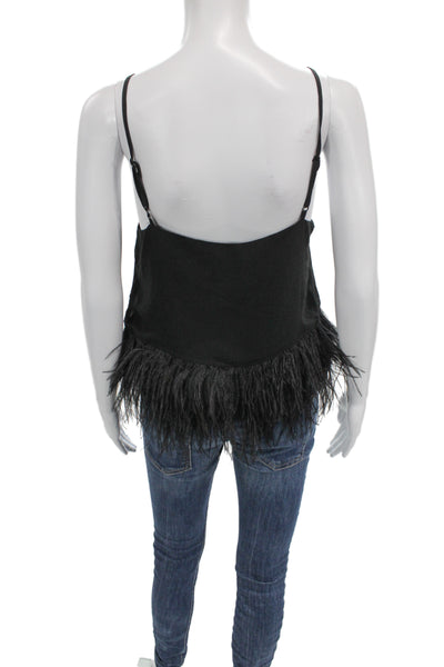 Line + Dot Womens Bohemian Black Sleeveless Camisole Square Neck Size M
