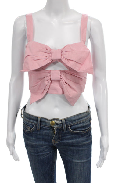 Cami NYC Women Cropped Sleeveless Bohemian Buckle Linen Cotton Pink Top Size XS