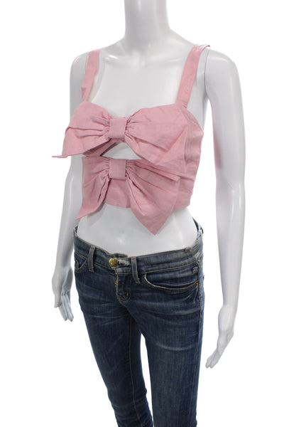 Cami NYC Women Cropped Sleeveless Bohemian Buckle Linen Cotton Pink Top Size XS