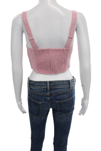 Cami NYC Women Cropped Sleeveless Bohemian Buckle Linen Cotton Pink Top Size XS