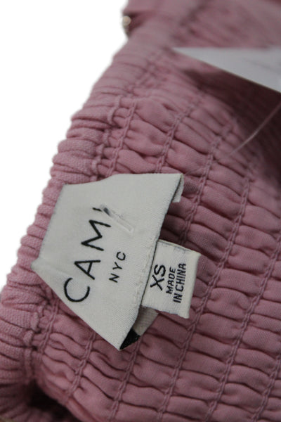 Cami NYC Women Cropped Sleeveless Bohemian Buckle Linen Cotton Pink Top Size XS