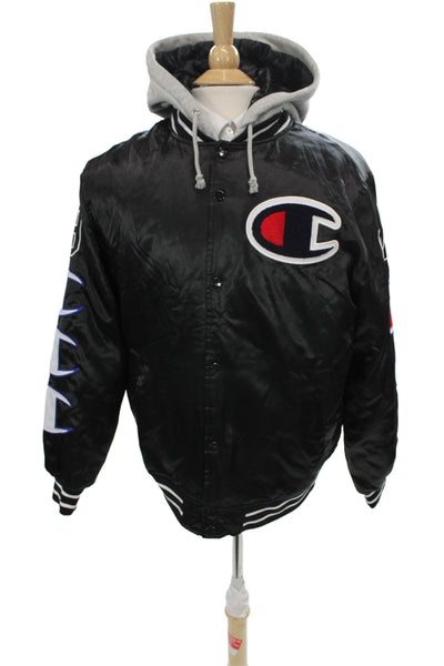 Champion Supreme Mens Varsity Jacket Black 100% Polyester Graphic Size M