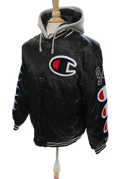 Champion Supreme Mens Varsity Jacket Black 100% Polyester Graphic Size M