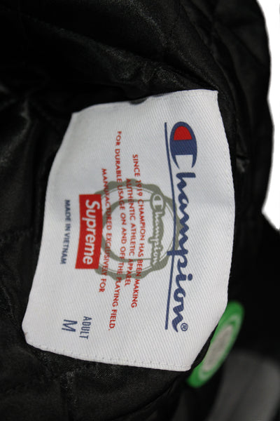 Champion Supreme Mens Varsity Jacket Black 100% Polyester Graphic Size M