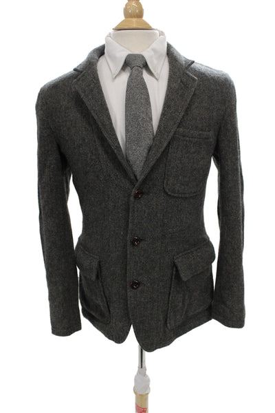 Wallace & Barnes Mens Gray Wool Sport Coat Collared Button Size 38