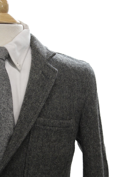 Wallace & Barnes Mens Gray Wool Sport Coat Collared Button Size 38